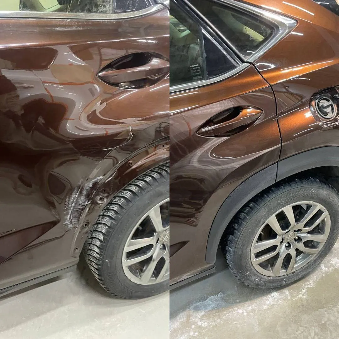 Ремонт и покраска боковой части Mazda CX-5 — до и после